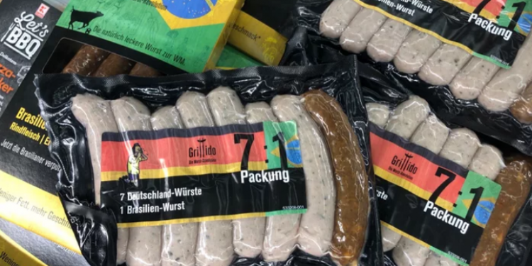Salsicha para lembrar os 7×1 da Alemanha contra o Brasil